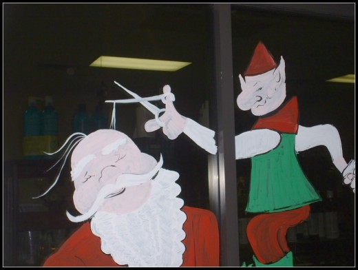 Santa barber shop scene