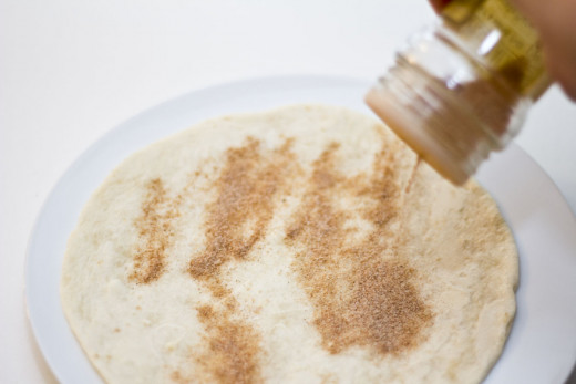 Coat the outside of the shell with butter and cinnamon sugar.