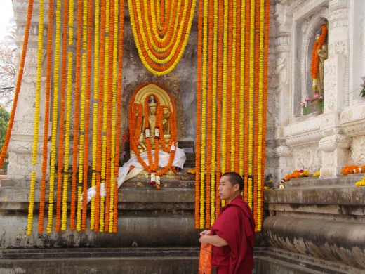 Monk At Bodh Gaya Temple