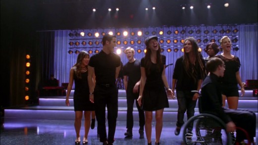 Glee cast performing Adele's Chasing Pavements in one of their episodes