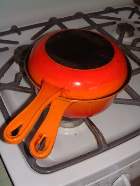 My heavy cooking pot has a lid that double as a frying pan.