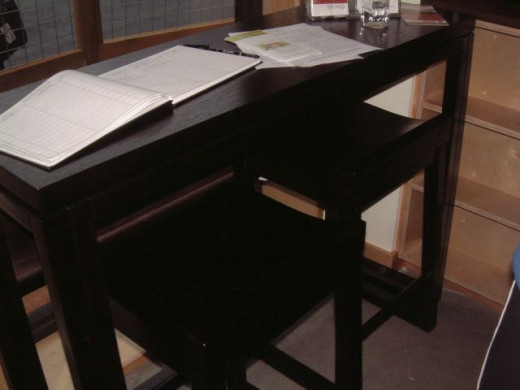 Stools can be chairs or smaller tables that move around.
