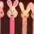 They've changed the rabbit a few times over the last decade. The bunny on the right in this shot is the older one. Then came the cartoony bunny in the middle, definitely a male bunny. The most recent rabbit is the pink one on the left, who is clear They've changed the rabbit a few times over the last decade. The bunny on the right in this shot is the older one. Then came the cartoony bunny in the middle, definitely a male bunny. The most recent rabbit is the pink one on the left, who is clear