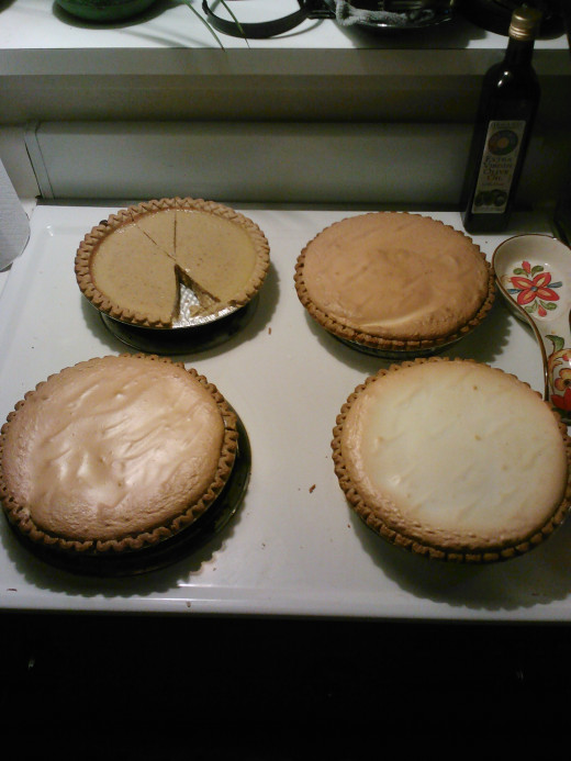 Pie shown with and without meringue topping.