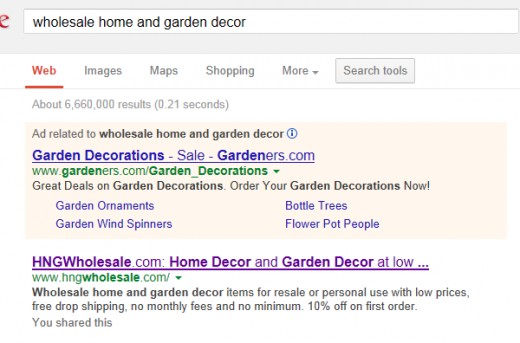 Search Results on Google for Wholesale Home and Garden Decor