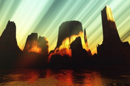 Bright Rays - Same terrain, same point of view. This has the Laser Effect, which I will talk about more later.