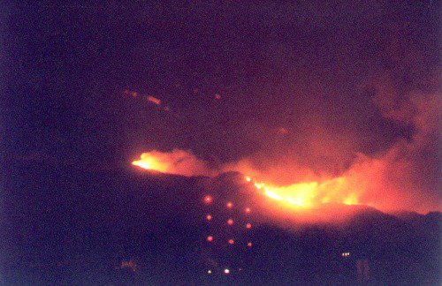 Aspen Fire. See the radio towers in the foreground, several miles closer, for comparison.