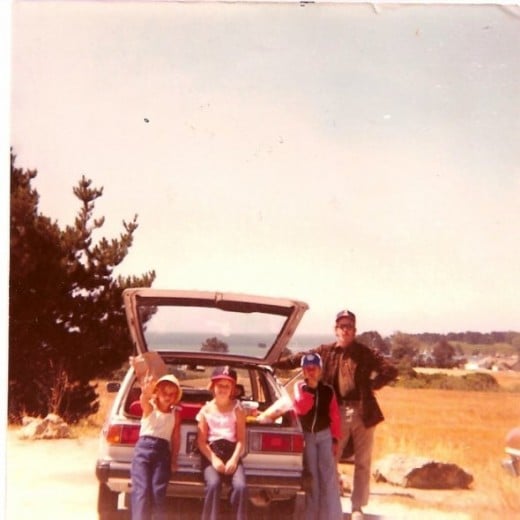 A vacation up the California Coast: my dad, me and my step sisters (I'm in the middle with the Angel hat on)