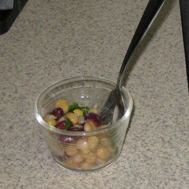 A small serving of three-bean salad.