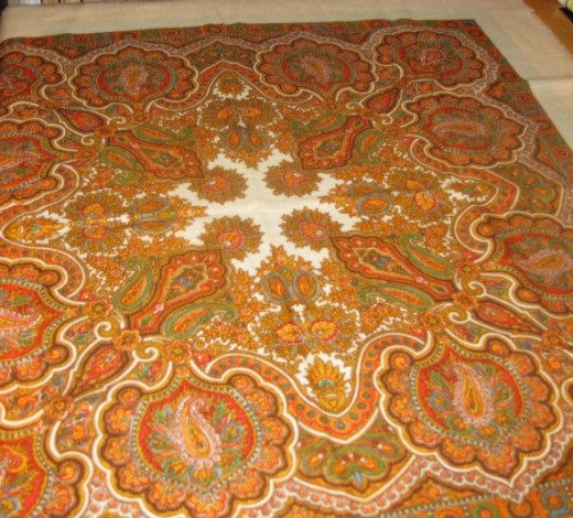 Paisley design in tablecloth. All photos here by Peggy Hazelwood.