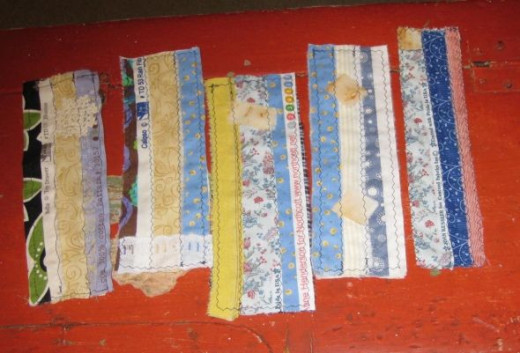 Bookmarks made with selvage fabric.