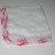 White hankie with variegated pink and white embroidered edge. White hankie with variegated pink and white embroidered edge.
