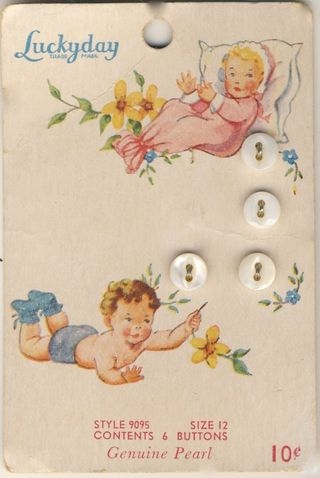 Luckyday vintage buttons on darling button card. Courtesy of Gathering Dust.