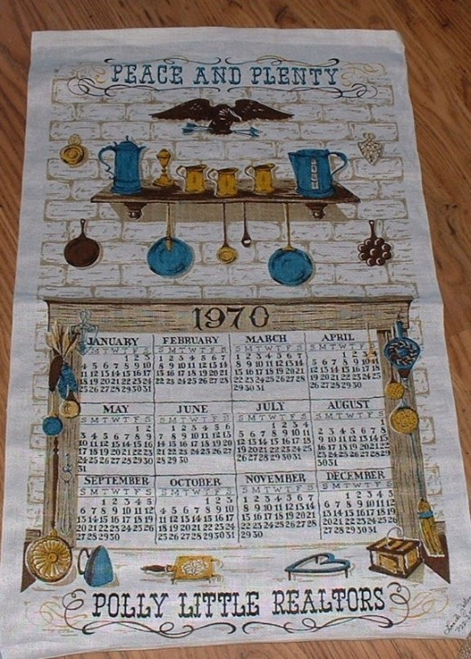 1970 vintage tea towel calendar