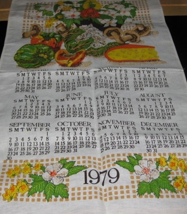 1979 vintage tea towel calendar