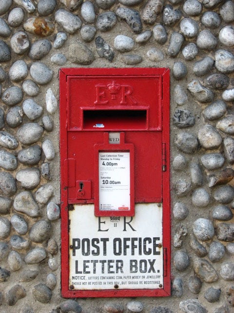 UK Red Post Box Installed During the Reign of Queen Elizabeth II