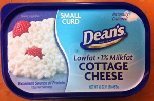 contemporary and efficient packaging in a square container crafted by Dean's for Cottage Cheese
