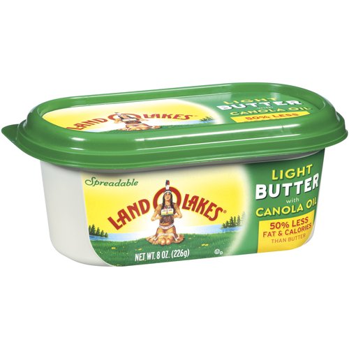 square container of Land O Lakes Butter - new packaging - more efficient and more contemporary styling