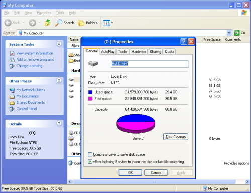 Drive Properties window