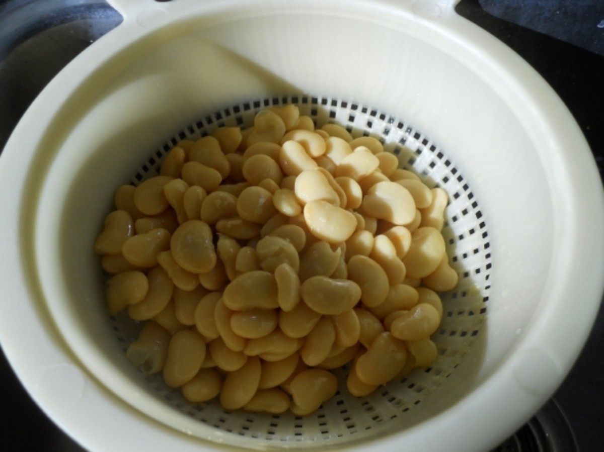 Drained butter beans.