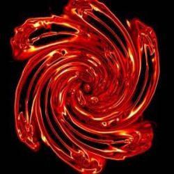 Red spinning piece of art