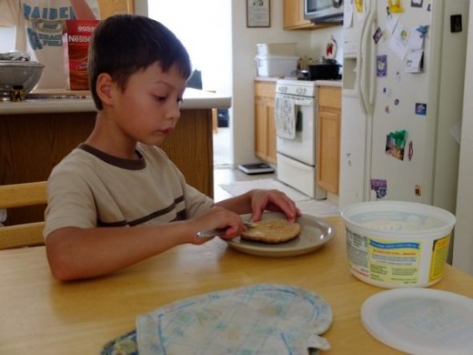 Robert making his after school snack