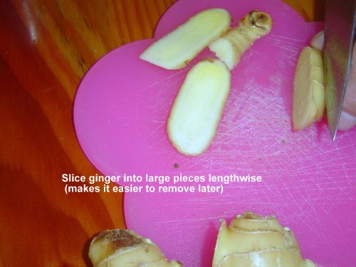 Slicing the Ginger Root