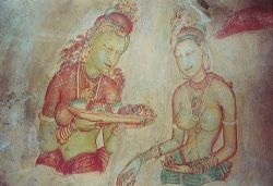 Fresco arts found in Sigiriya Rock walls