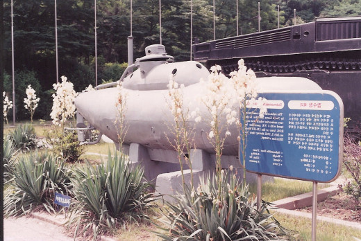 A captured North Korean mini-submarine. June 1991.