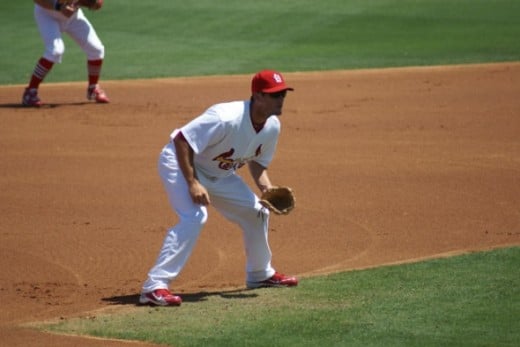 Here David Freese is playing 3rd base.