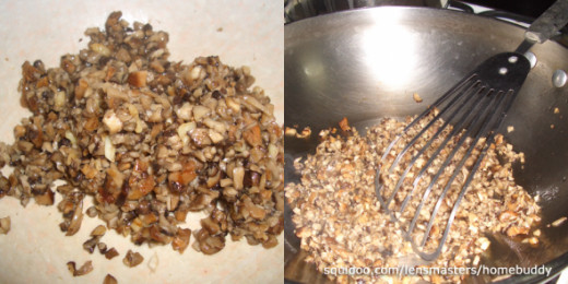 Chopped shiitake mushrooms stir fry