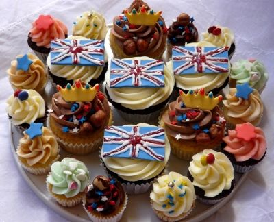 Union Jack Cupcakes Display
