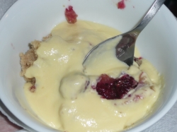 Apple and Blackberry Crumble with Custard
