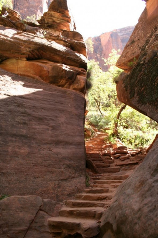 The 2nd set of stairs to the Middle Emerald Pools at Zions