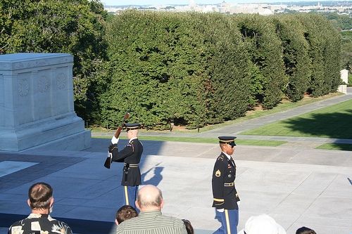 The changing of the guards at the Tomb of the Unknown Soldier