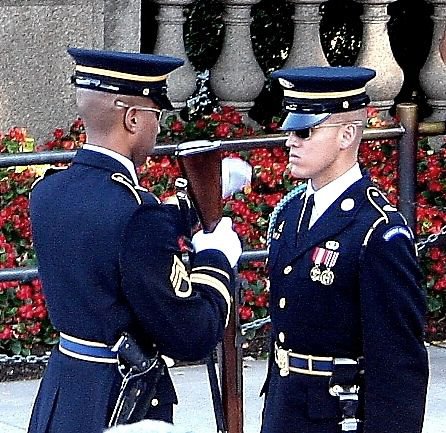 The changing of the guards at the Tomb of the Unknown Soldier