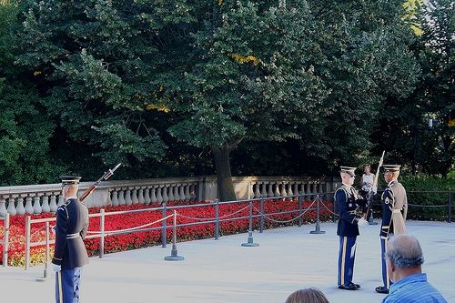 The changing of the guards at the Tomb of the Unknown Soldier