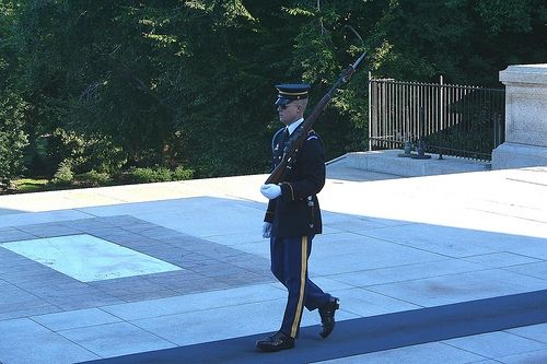 The changing of the guards at the Tomb of the Unknown Soldier
