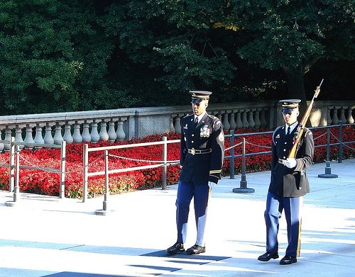 The changing of the guards at the Tomb of the Unknown Soldier