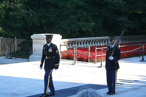 The changing of the guards at the Tomb of the Unknown Soldier