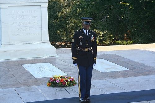 The changing of the guards at the Tomb of the Unknown Soldier