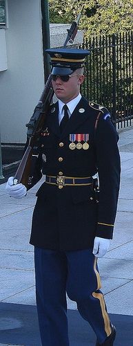 The changing of the guards at the Tomb of the Unknown Soldier