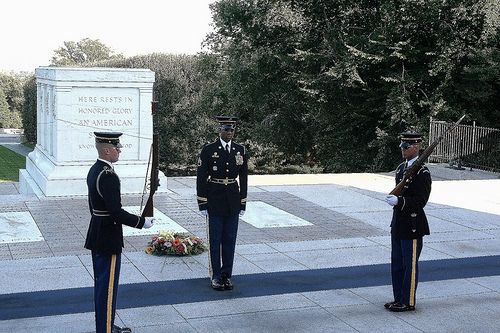 The changing of the guards at the Tomb of the Unknown Soldier