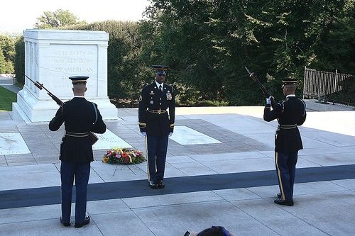 The changing of the guards at the Tomb of the Unknown Soldier