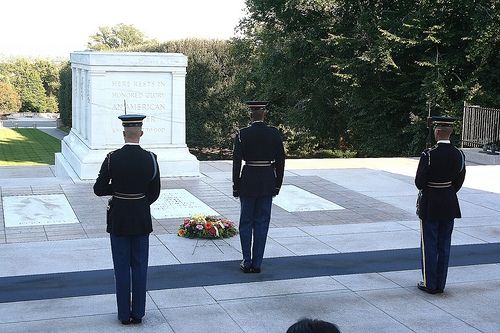 The changing of the guards at the Tomb of the Unknown Soldier