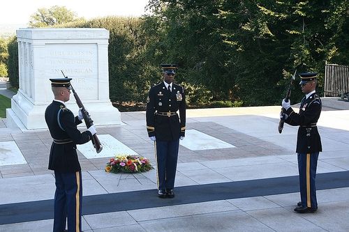 The changing of the guards at the Tomb of the Unknown Soldier