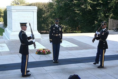 The changing of the guards at the Tomb of the Unknown Soldier