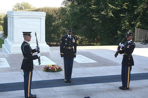 The changing of the guards at the Tomb of the Unknown Soldier
