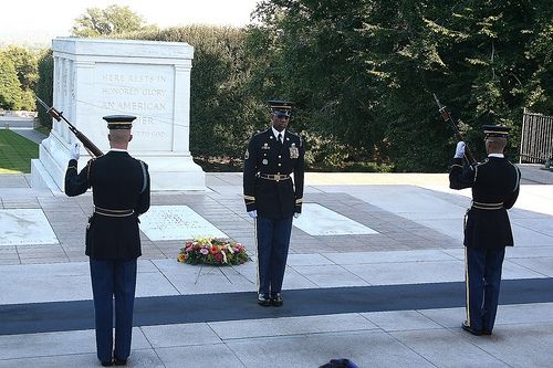 The changing of the guards at the Tomb of the Unknown Soldier