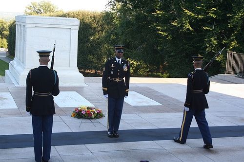 The changing of the guards at the Tomb of the Unknown Soldier